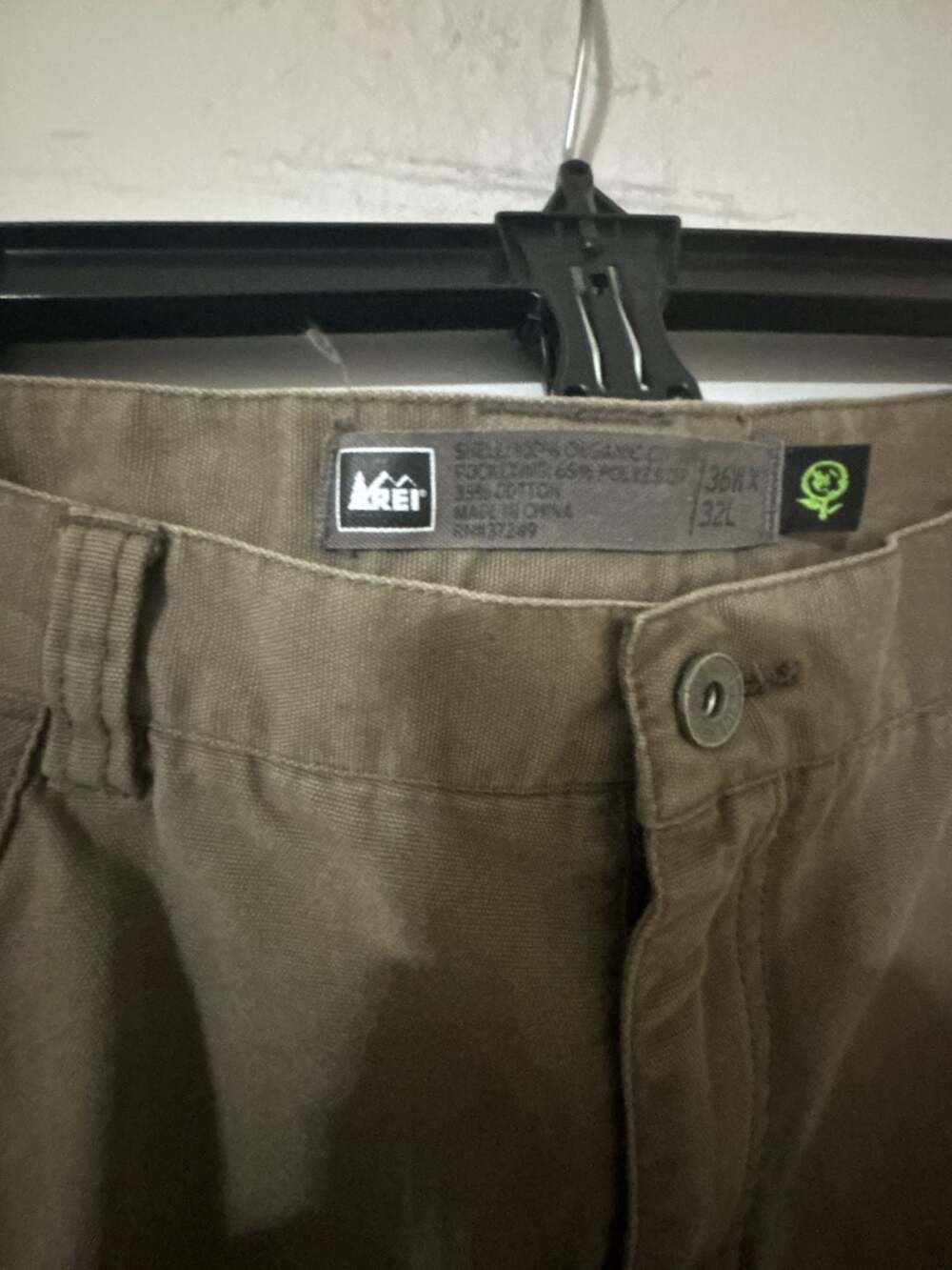 REI Cargo Pants Size 36W x 32L Brown Organic Cotton Hiking Utility